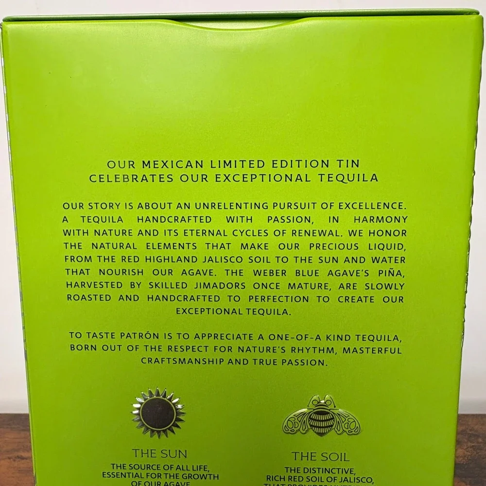 Patron Silver Tequila Limited Edition Tin Bottle Holder Green Silver 750ml Box